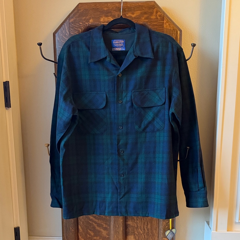 Pendleton Blackwatch Tartan plaid wool board shirt size L